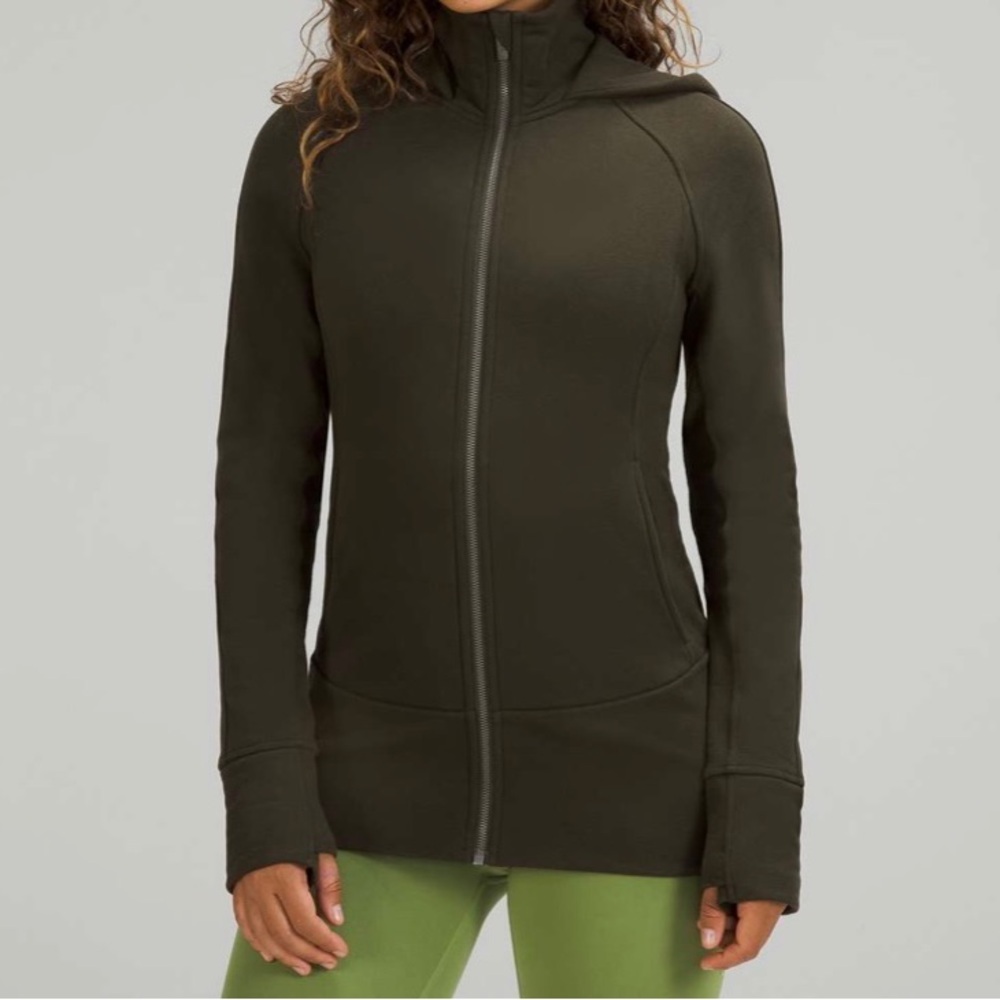 lululemon athletica Hooded Radiant Jacket Dark Olive -Size 4